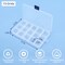 3 Pieces Fake Nail Storage Box, 15-Grid Rhinestone Organizer Case with Divider, Clear Plastic Empty Container for Art Craft Sewing Screw Rock Collection Fishing Tackle, Bead Jewelry Display Holder